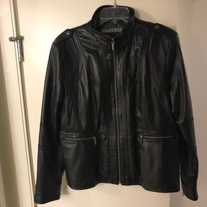 Black Kenneth Cole Reaction leather moto jacket